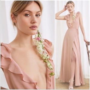 New reformation blush peppermint maxi dress size L CL